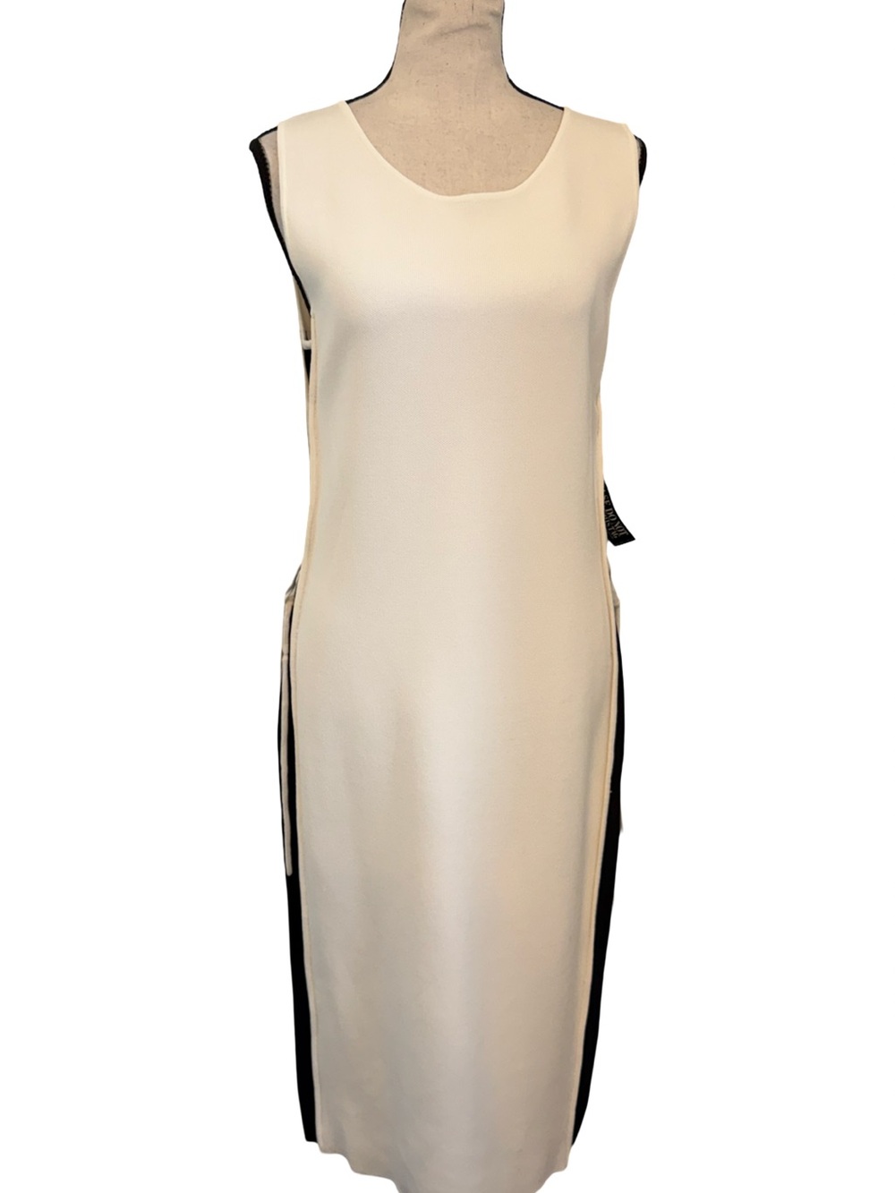 New York & Company 7th Avenue Ivory Black Lace-Up Maxi Dress M NWT